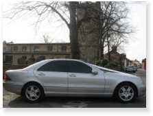 s-class merc outside church